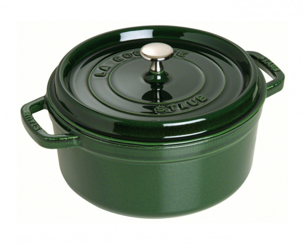 Staub Round Cocotte - 24cm Basil Green | Glasgow Engineering