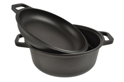 Cs Cast Aluminium W3057 Round Casserole With Skillet Lid Open Cutout