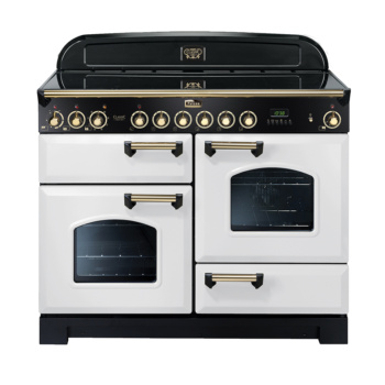 Falcon Classic Deluxe 110 Induction White With Brass Trim Cdl110 Eiwh Br